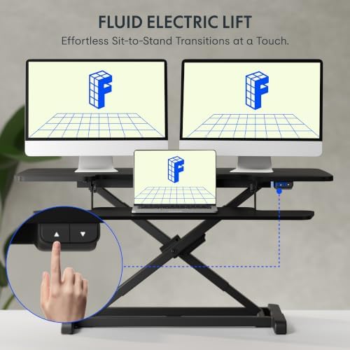 FLEXISPOT 40" Electric Standing Desk Converter, Motorized Sit to Stand Desk Riser, Height Adjustable Desktop Dual Monitor Workstation with Large Keyboard Tray, Black - Image 4