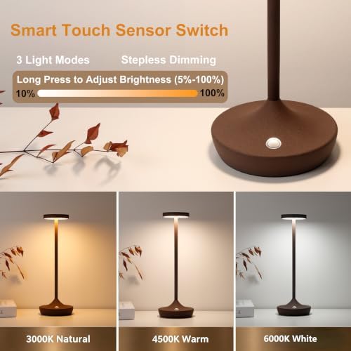 2 Pack Rechargeable Cordless Table Lamps 6000mAh LED Battery Table Light - Image 3