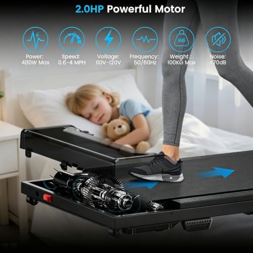 Walking Pad Treadmill for Home - Under Desk Walking and Running with Remote Control Portable Electric Machine Adjustable Slim Compact with 0.6-4.0MPH Modes Max up 265 Lbs for Home Office - Image 4