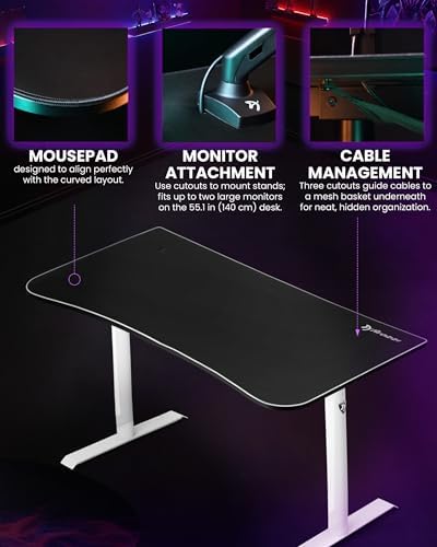 Arozzi Arena Medium Gaming Desk White - Image 4