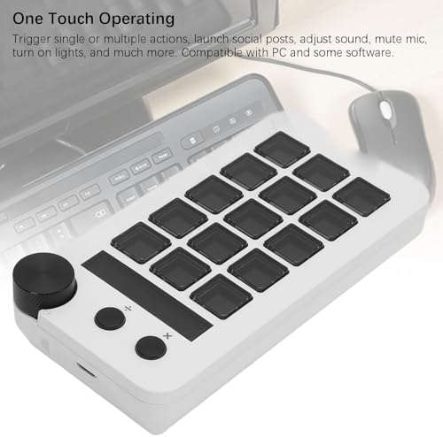 Stream Controller, Stream Control Deck with Knob 15 Macro Keys, Customizable Visual Keyboard Trigger Actions in Apps Software for PC, LCD Keys Stream Controller (White) - Image 5