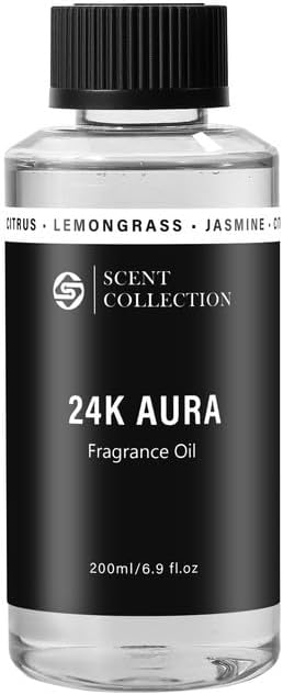 Luxury Hotel Scent 24K Aura Diffuser Oil 200ml Waterless Lemongrass Refill by scentcollection