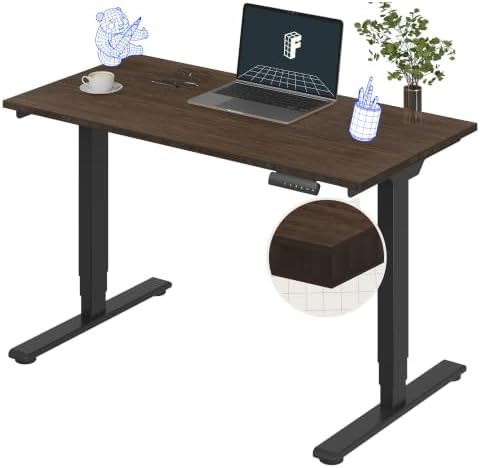 FLEXISPOT E6 Bamboo 3-Stage Dual Motor Electric Standing Desk 48 x 24 Sit Stand Up Desk, Holds 220 lbs, Adjustable Height w/Memory Presets, Solid Walnut Bamboo Desktop & Black Frame, Ships in 2 Boxes by Unknown