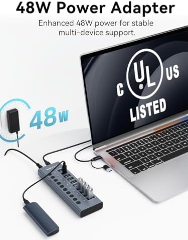 ACASIS 10 Ports Powered USB 3.2 Hub (5 USB-A 3.2 +5 USB-C 3.2), 10Gbps - Image 4
