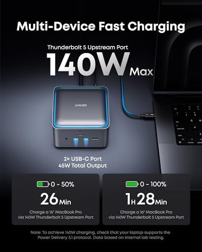 Anker Prime TB5 Docking Station, 14-in-1 Thunderbolt 5 Dock for Laptops - Image 3