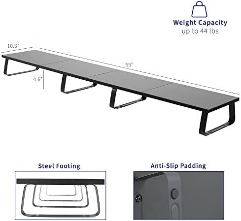 VIVO 55 inch Extra Long Monitor Stand, Wood & Steel Desktop Riser, Multi Screen, TV, Keyboard, Laptop, Ergonomic Desk and Tabletop Organizer, Black, STAND-V000D5 - Image 3