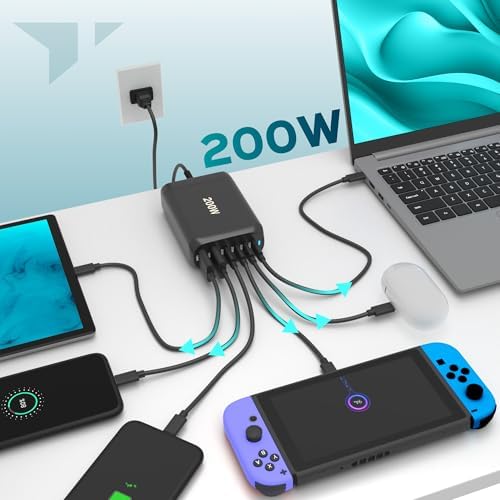 Turonic 200W USB Charging Station with Stand, 6-Port Fast Charge - Image 2