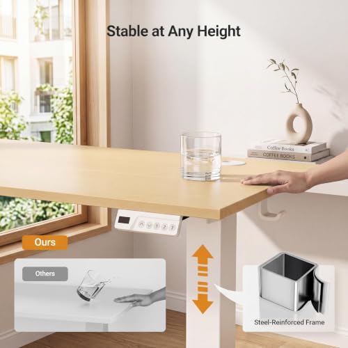 Claiks Electric Standing Desk 40x24 Inch Adjustable Desk, Nature - Image 5