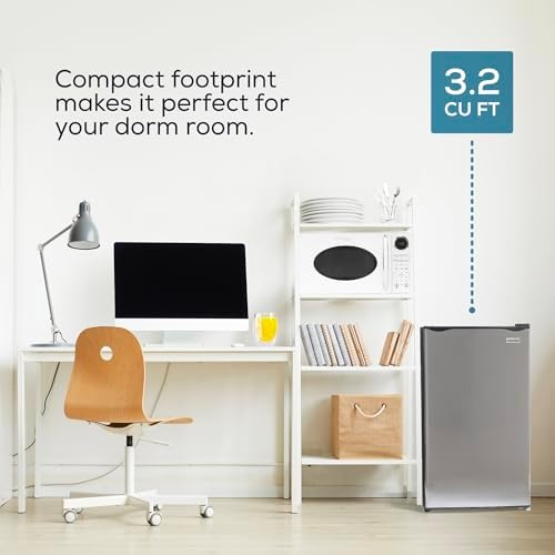 Igloo 3.2 Cu.Ft. Mini Fridge with Freezer - Single Door Compact Refrigerator with Glass Shelves for Homes, Dorms & Offices- Keep Snacks, Drinks & Frozen Foods Cool with Temperature Control Mini Fridge - Image 4