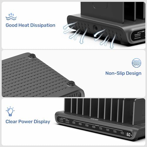 Unitek 10-Port USB-C Charging Station for Multiple Devices with LED Display - Image 6