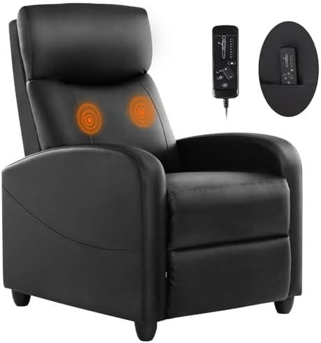 Sweetcrispy Massage Recliner Chair for Adults, Adjustable Home Theater Seating with Lumbar Support for Living Room, Modern Fabric Reclining for Small Space, Black by Sweetcrispy