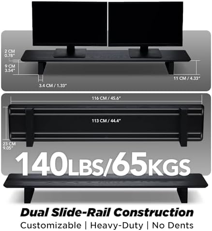 ULTRARM Moodular Wooden Monitor Stand Desk Organizer, Large 45.6" Black - Image 4