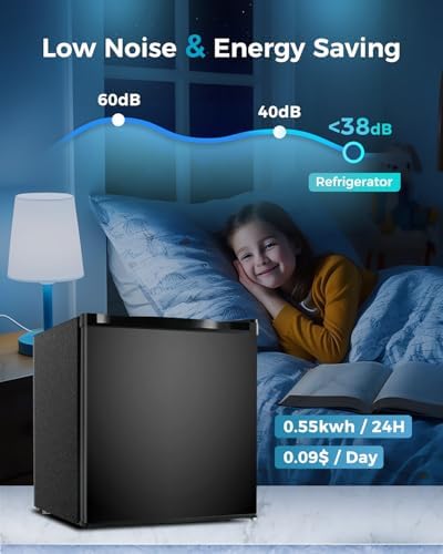 Feelfunn 1.7 Cu.Ft Mini Fridge with Freezer, Small Refrigerator, Black - Image 4