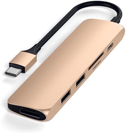 Satechi USB C Hub Slim Multiport Adapter V2 with 60W USB C PD, 4K HDMI (60Hz), Micro/SD Card Readers, USB 3.0 - for MacBook Pro & MacBook Air M2/M1, iPad Pro/Air M2/M1, Mac mini, iMac (Gold) - Image 4