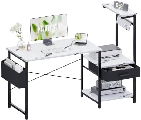 Pamray 50 Inch Small Gaming Computer Desk with Drawers and Shelves by PAMRAY