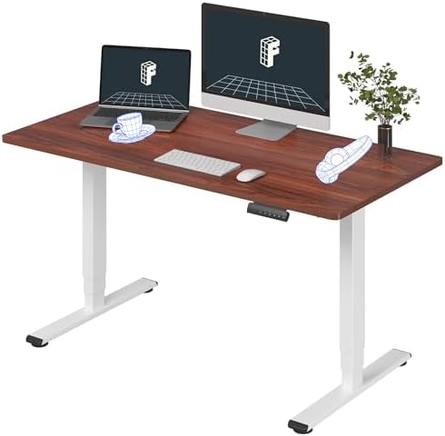 FLEXISPOT E6 3-Stage Dual Motor Electric Standing Desk 55 x 28 Sit Stand Up Desk, Holds 220 lbs, Adjustable Height w/Memory Presets, One-Piece Mahogany Desktop & White Frame, Ships in 2 Boxes by Unknown