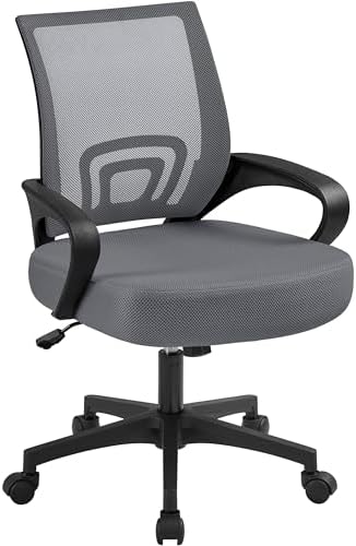 Yaheetech Mid Back Mesh Computer Office Desk Chair Adjustable Swivel, Dark Grey by Yaheetech