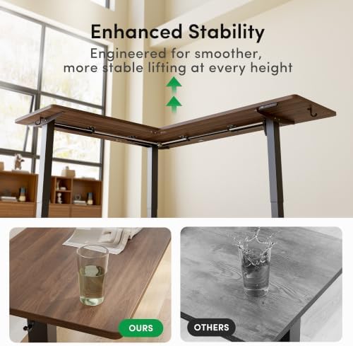FEZIBO 75" x 63" L-Shaped Standing Desk - Adjustable Corner Desk L Shape, L-Shaped Adjustable Desk with Splice Board, L Shape Standing Desk, Black Walnut - Image 6