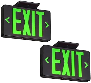 TANLUX Green Exit Sign with Black Housing, LED Emergency Exit Light with Battery Backup, UL Listed, Hardwired Exit Signs with Emergency Lights, Commercial Emergency Lights for Business - 2 Pack by Unknown