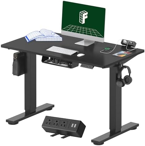 FLEXISPOT EN2 40"x24" Whole-Piece Standing Desk with Power Strip, Black by Unknown