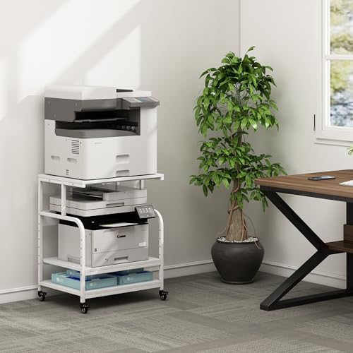Fannova White Printer Stand Table, 23.6"x18.9"x30" Large Size with Storage - Image 6