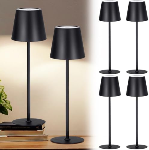 Retisee 6 Pack Cordless Table Lamp Portable Rechargeable Lamp, Black by Retisee
