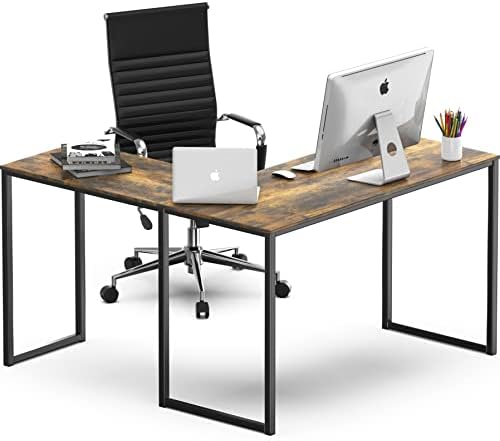 SHW Mission 48 x 48 L-Shape Home Office Computer Desk, Rustic Brown - Image 4