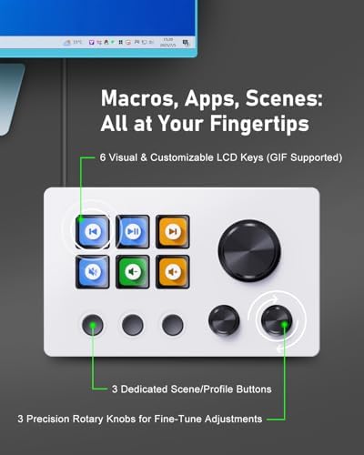 TreasLin VSDinside Streaming Controller Deck Visual Shortcut Keyboard with 12 Customizable Macro Keys to Trigger Actions in OBS Twitch YouTube for Content Creators Streaming Gaming Compatible with PC & Mac N3 White - Image 3