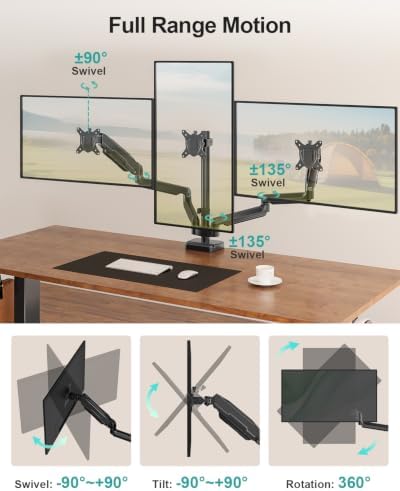 MOUNT PRO Triple Monitor Mount for Max 32" Screens, Up to 19.8lbs Each - Image 3