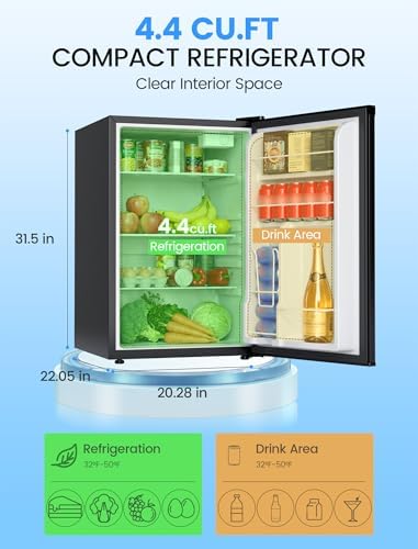 COWSAR 4.4 Cu.Ft Mini Fridge without Freezer for Bedroom, Black - Image 2