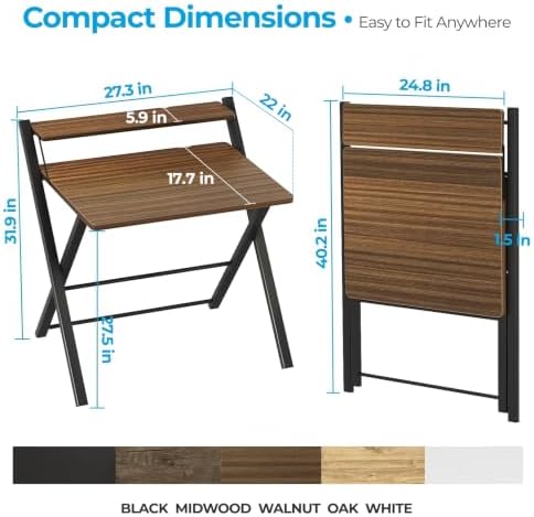 GreenForest Folding Desk No Assembly, Sturdy Computer Desk for Small Spaces - Image 3