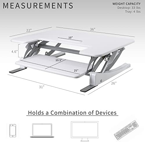 VIVO White 36 in Standing Desk Converter, DESK-V000VW - Image 3