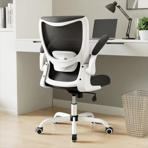 MUXX.STIL Office Chair, Ergonomic Desk Chair with Adjustable Lumbar Support and Flip up Armrest, Breathable Mesh Computer Chair for Home Office, White by Unknown