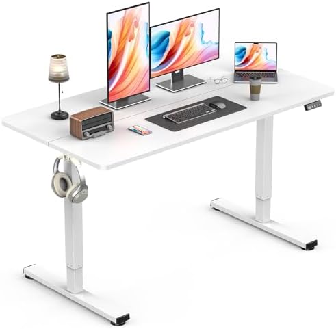 Electric Standing Desk, Gaming Desk, 48 x 24 Inch, White by Zontera