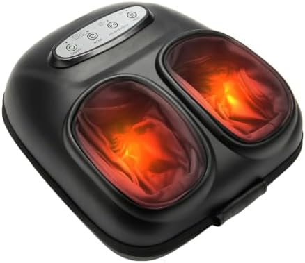 LINGTENG Foot Massager, Heated Foot Massager (Glossy Silver) by LINGTENG