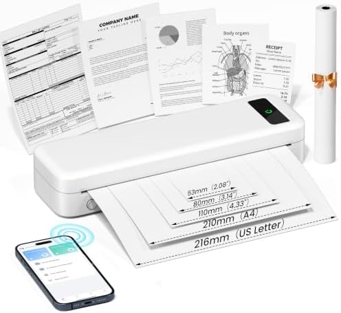 Portable Printers Wireless for Travel Home Use, Bluetooth Thermal Printer by TATTMUSE