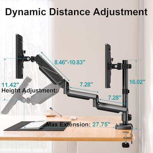 MOUNT PRO Triple Monitor Mount for Max 27" Screens, Hold Up to 17.6lbs Each - Image 6