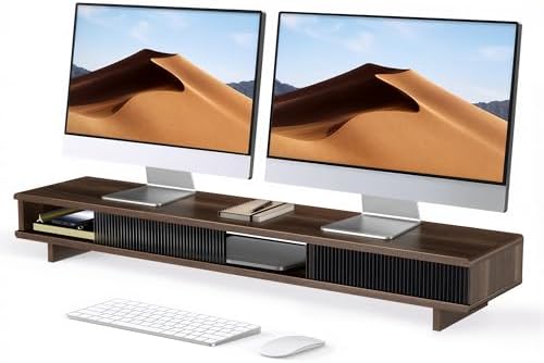 Dual Monitor Stand Riser with Storage Drawer for Desk Organization - Image 6