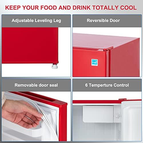1.6 Cu' Mini Refrigerator, Small Refrigerator, Mini Fridge with Freezer, Compact Refrigerator, Red (FR 160 RED) - Image 4