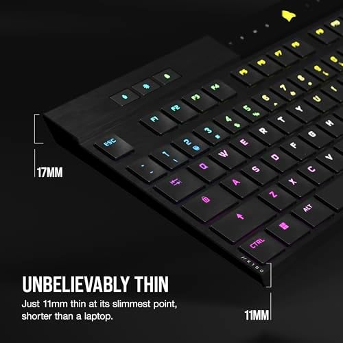 Corsair K100 AIR Wireless RGB Mechanical Gaming Keyboard - Ultra-Thin, Sub-1ms Slipstream, Low-Latency Bluetooth, Cherry MX Ultra Low Profile Keyswitches - NA Layout, QWERTY - Black - Image 2