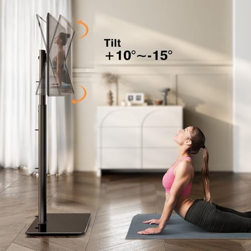 Universal TV Stand Monitor with Mount 100 Degree Swivel Height Adjustable and Tilt Function for 19 to 43 inch LCD, LED OLED TVs,Space Saving Standing Bedroom Living Room Corner,Black - Image 5