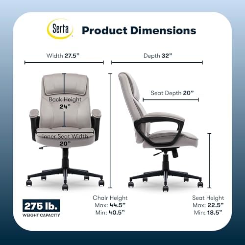 Serta Executive Office Chair with Lumbar Support, Soft Velvet Fabric Chair - Image 2