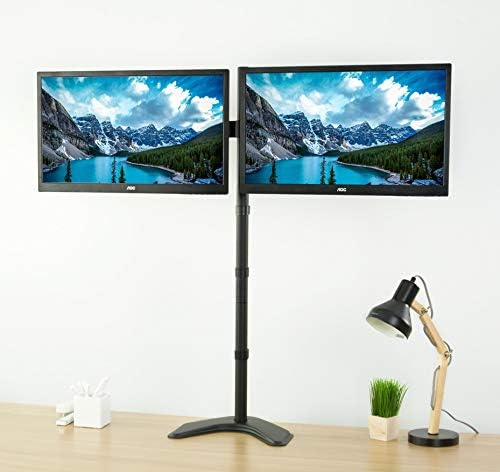 VIVO Dual 13 to 27 inch LED LCD Monitor Free-Standing Desk Stand, Holds 2 Screens, Heavy-Duty Fully Adjustable Arms with Max VESA 100x100mm, Extra Tall 40 inch Pole, Black, STAND-V012F - Image 4