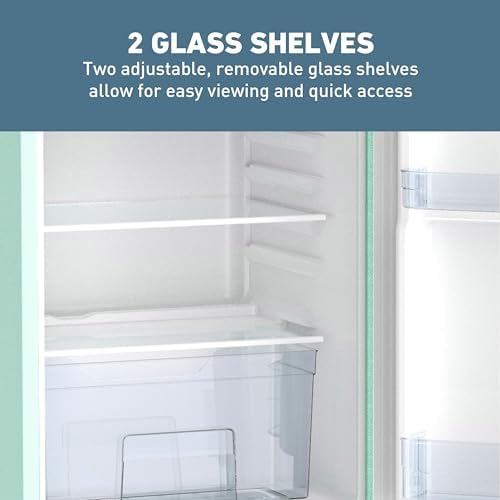 West Bend Mini Fridge for Bedroom, Office, Bar or College Dorm Room, Retro Compact Refrigerator features single door, glass shelves and adjustable temperature control, 3.0-Cu.Ft., Seafoam Green - Image 6