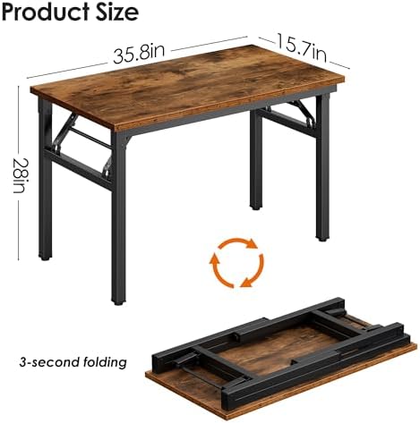 Need Office Computer Desk 35.8 Inch Sturdy Folding Laptop Table Retro - Image 3