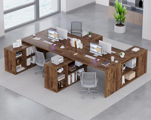 HSH L Shaped Desk with Storage, Home Computer Desk, Rustic Brown, 55 Inch - Image 5