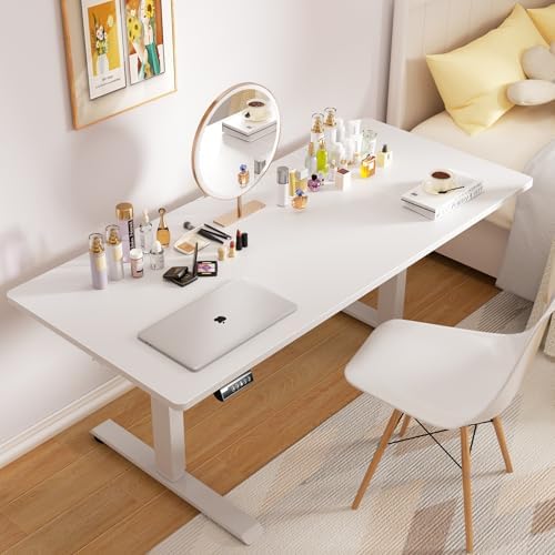 Veken 63"x28" Wider Large Standing Desk, Electric Height Adjustable, White - Image 2