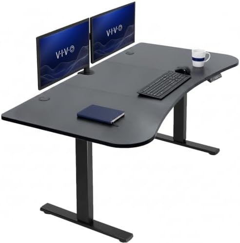 VIVO Black Carbon Fiber 63 x 32 in Standing Desk, DESK-KIT-1B1R by VIVO