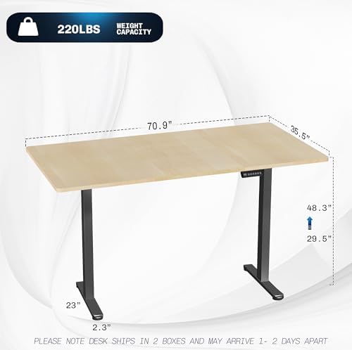 VIVO Light Wood 71 x 36 in Standing Desk, DESK-KIT-E2B7C-36 - Image 3