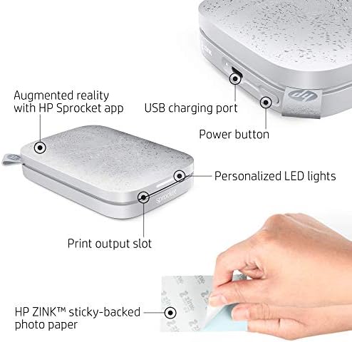 HP Sprocket Portable Photo Printer (2nd Edition) Instantly Print 2x3 Sticky-Backed Photos from Your Phone [Luna Pearl] [1AS85A] (Renewed) - Image 2